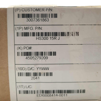 New ARCOL HS300 15R J Wirewound Aluminum Housed Resistor, 300W, 15Ohm ±5%
