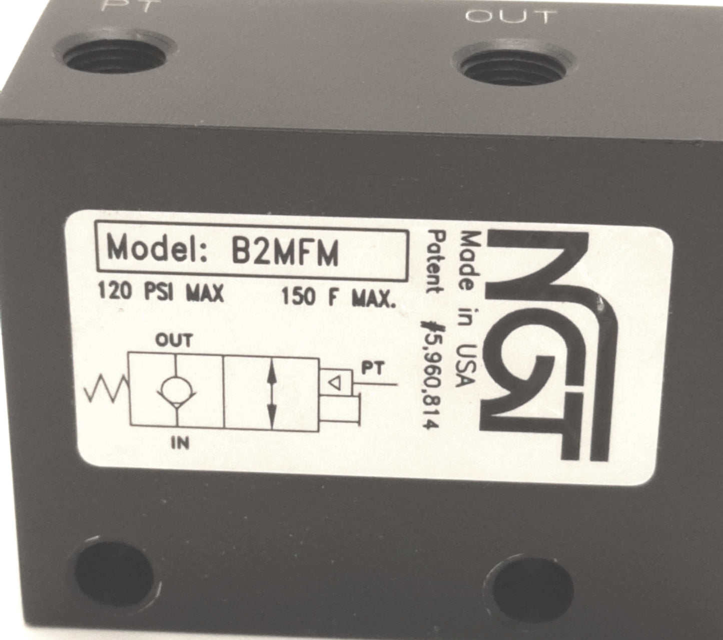 Used NGT B2MFM Balanced Pilot Operated Check Valve, Flush Manual Release, 1/8" NPT