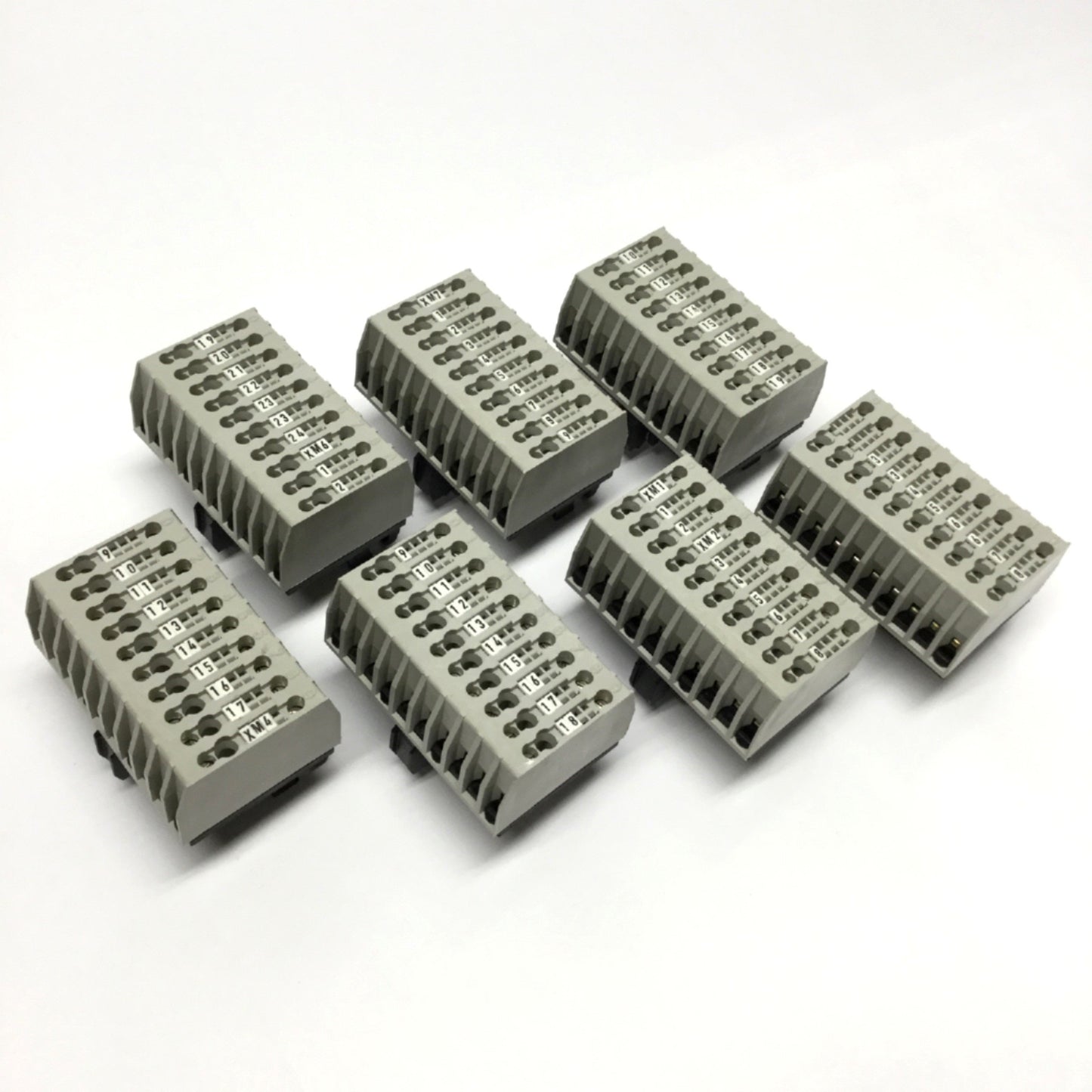 Used Lot of 7 Schneider DB6CD110 Through Terminal Blocks 10-Pole, 600V 30A, 20-12AWG