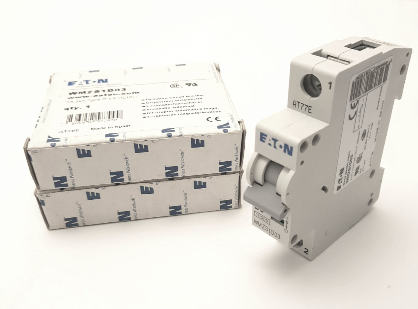 New – Open box Lot of 3 Eaton WMZS1D03 Miniature Circuit Breaker 277/480v AC, 3A, D-Curve, 5kA