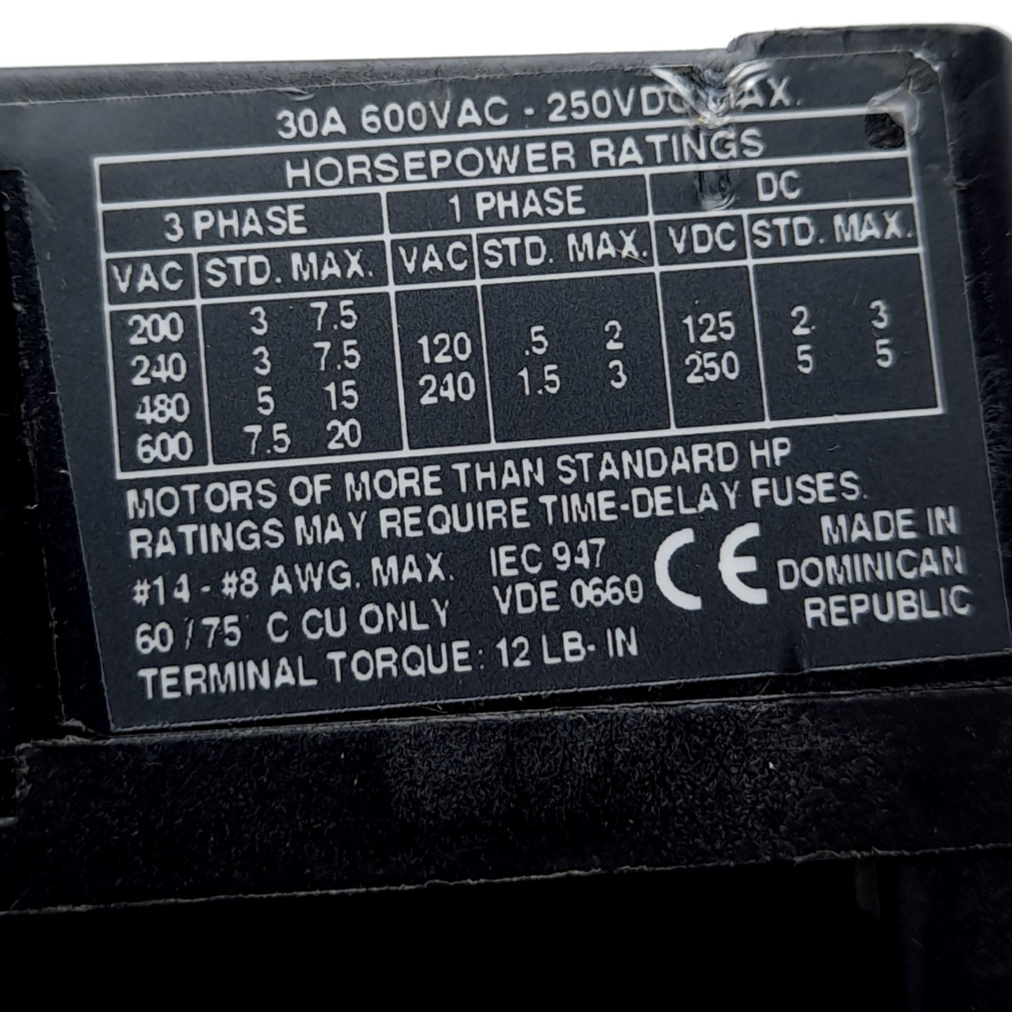 Used Allen Bradley 194R-NJ030P3 Fused Disconnect Switch, 3-Pole, 30A 600V