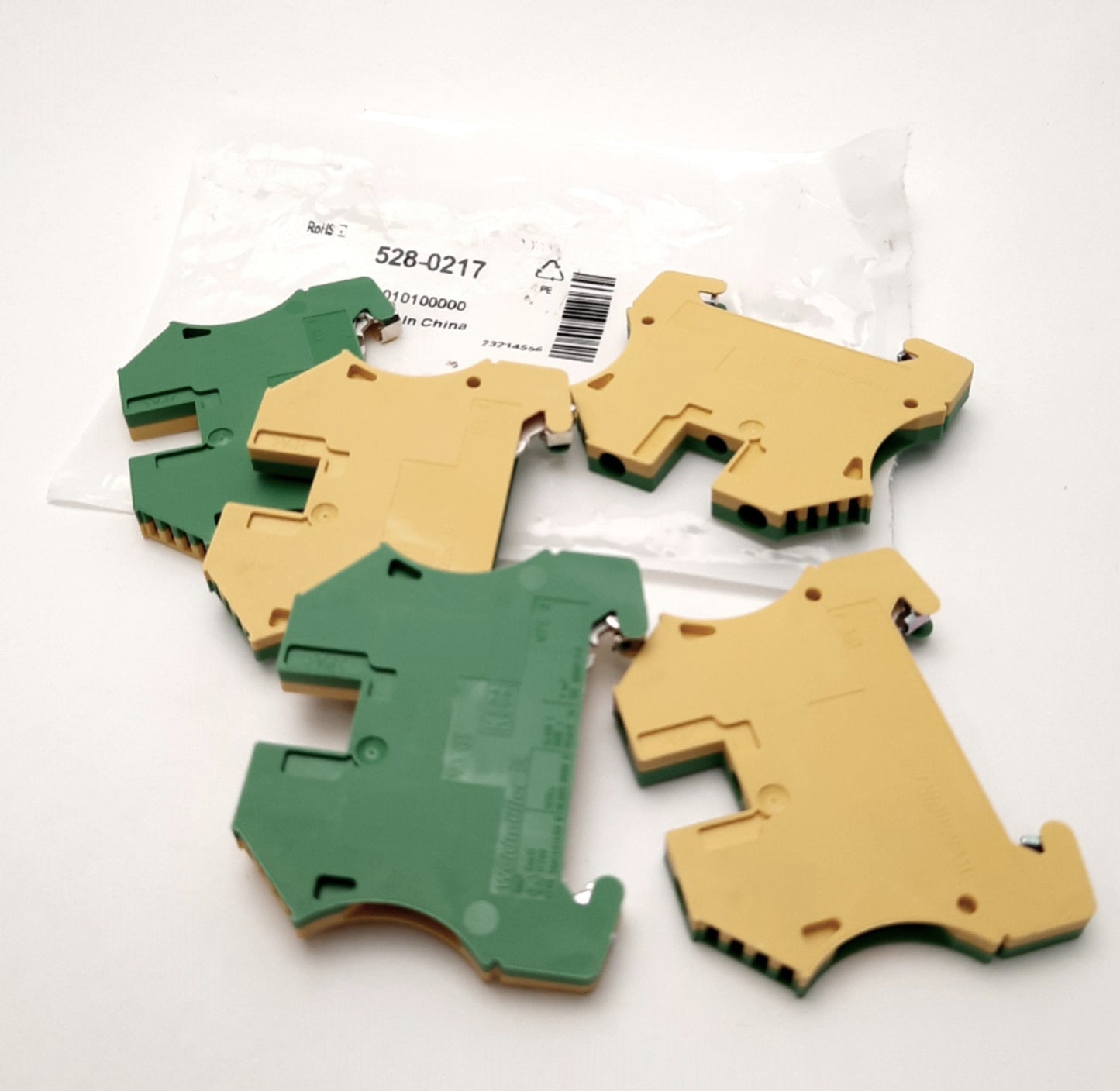 New Lot of 5 Weidmuller WPE 4 Feed Through Terminal Block, 1010100000, 800v AC