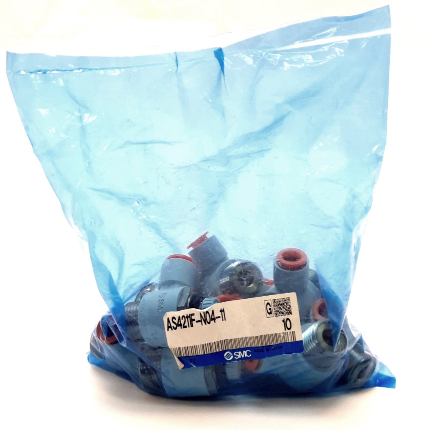 New Lot of 10 SMC AS4211F-N04-11 Speed Controller Fitting,1/2" NPT, 3/8" Tube, Elbow