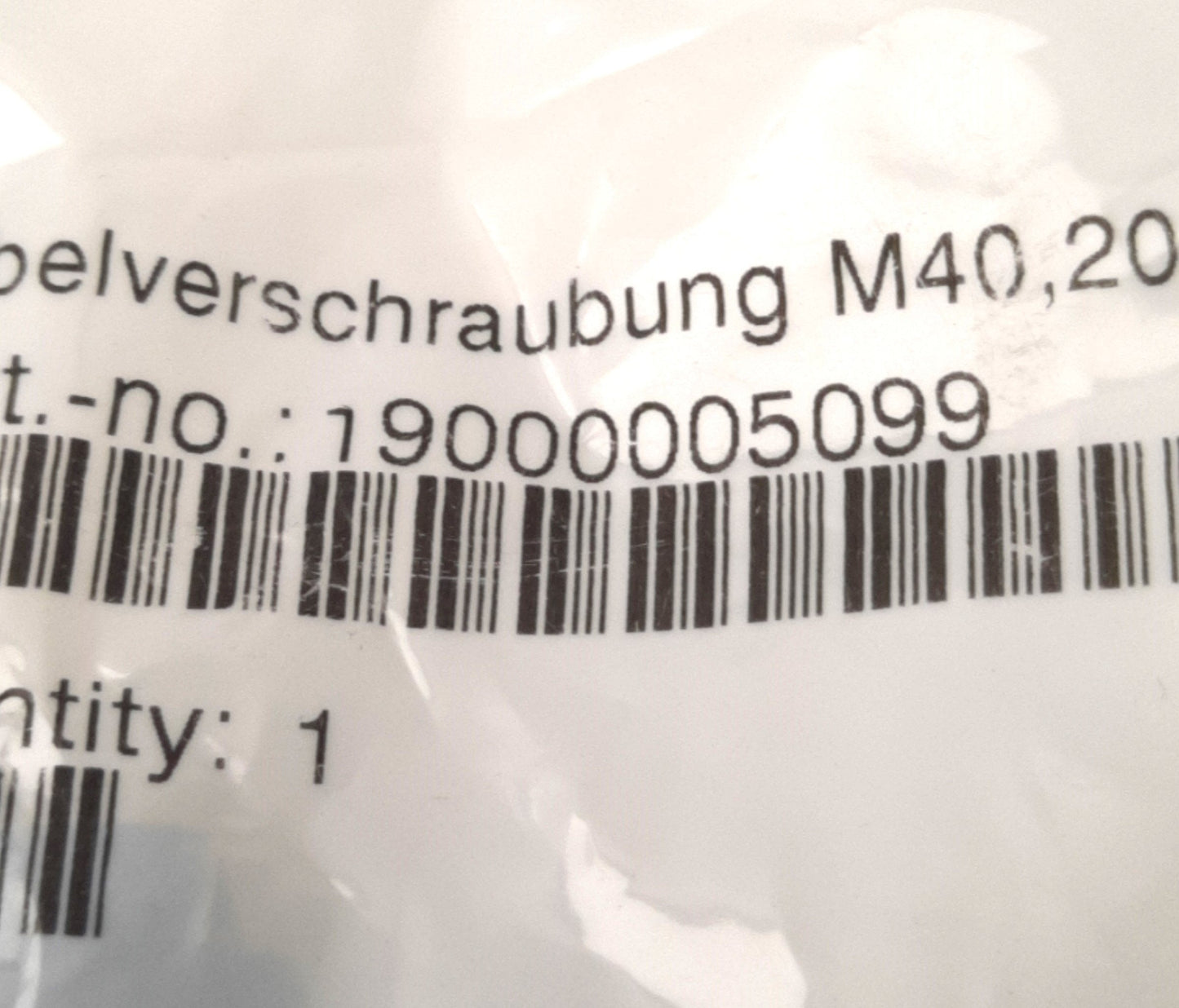 New – Open box Harting 19 00 000 5099 Cable Gland M40 20-32mm, Key-width 50mm, Wrench Size 50