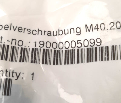 New – Open box Harting 19 00 000 5099 Cable Gland M40 20-32mm, Key-width 50mm, Wrench Size 50