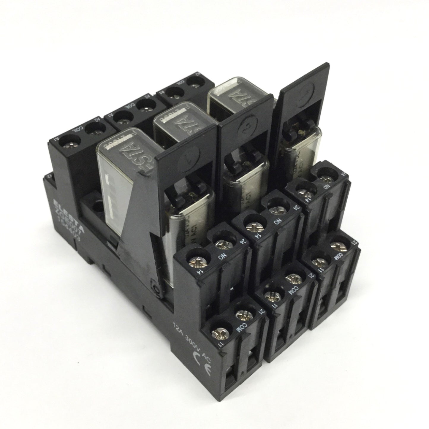 Used Lot of 3 Elesta SGR282 Power Relays DPDT, 24VDC Coil, 250VAC 8A w/Sockets