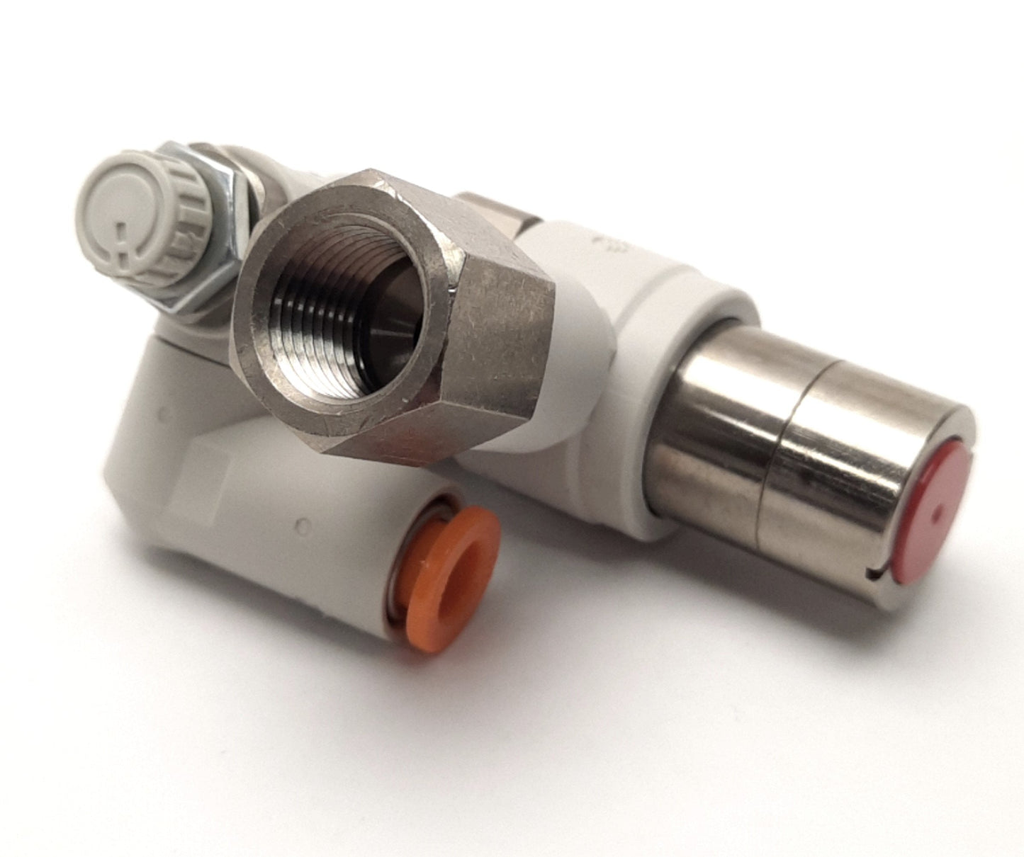 New – Open box SMC ASP430F-U02-07-X352 Speed Control w/ Check Valve, 1/4" Tube to 1/4" G Thread