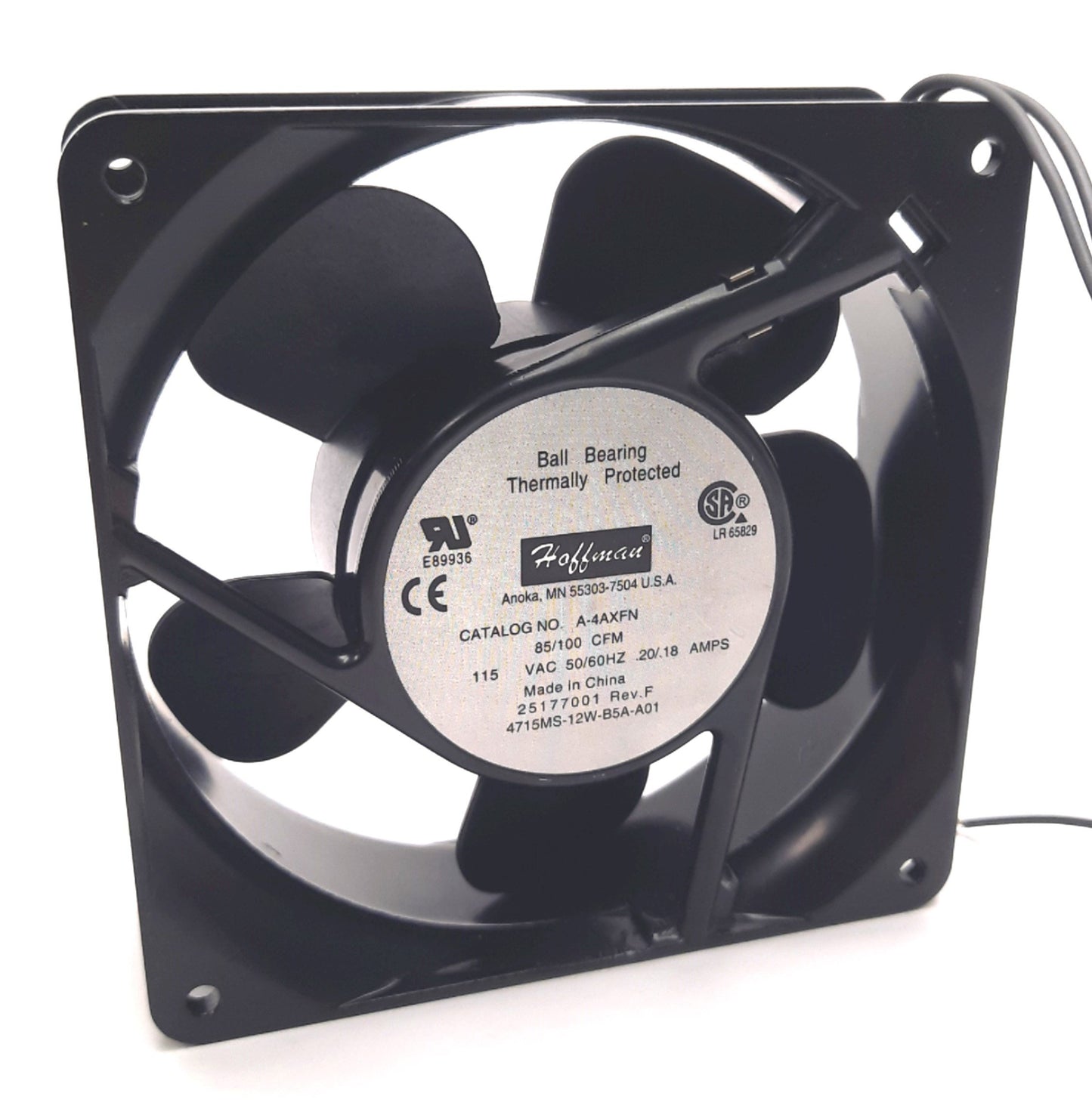 Used Hoffman A-4AXFN Axial Fan 115VAC 60Hz 0.18A, 100CFM, 117mm x 117mm x 44mm