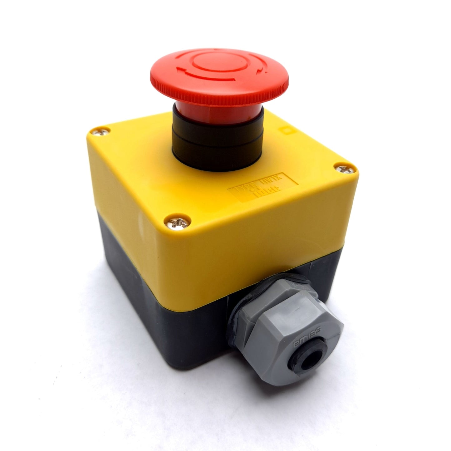 New Idec HW1X-BV402-R E-Stop & Enclosure 2x N/C 600V 10A 2.75"W x 2.75"L x 2.25"D