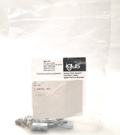 New Igus 92-51 Single Part Install Kit, Clamping Brackets, 2 Pcs, Guide Through