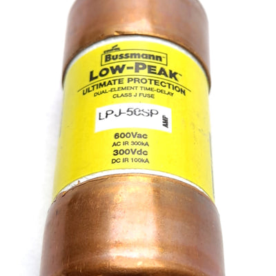 New Bussmann LPJ-50SP Time Delay Fuse, Class J, Rating: 50 A 600VAC 300VDC