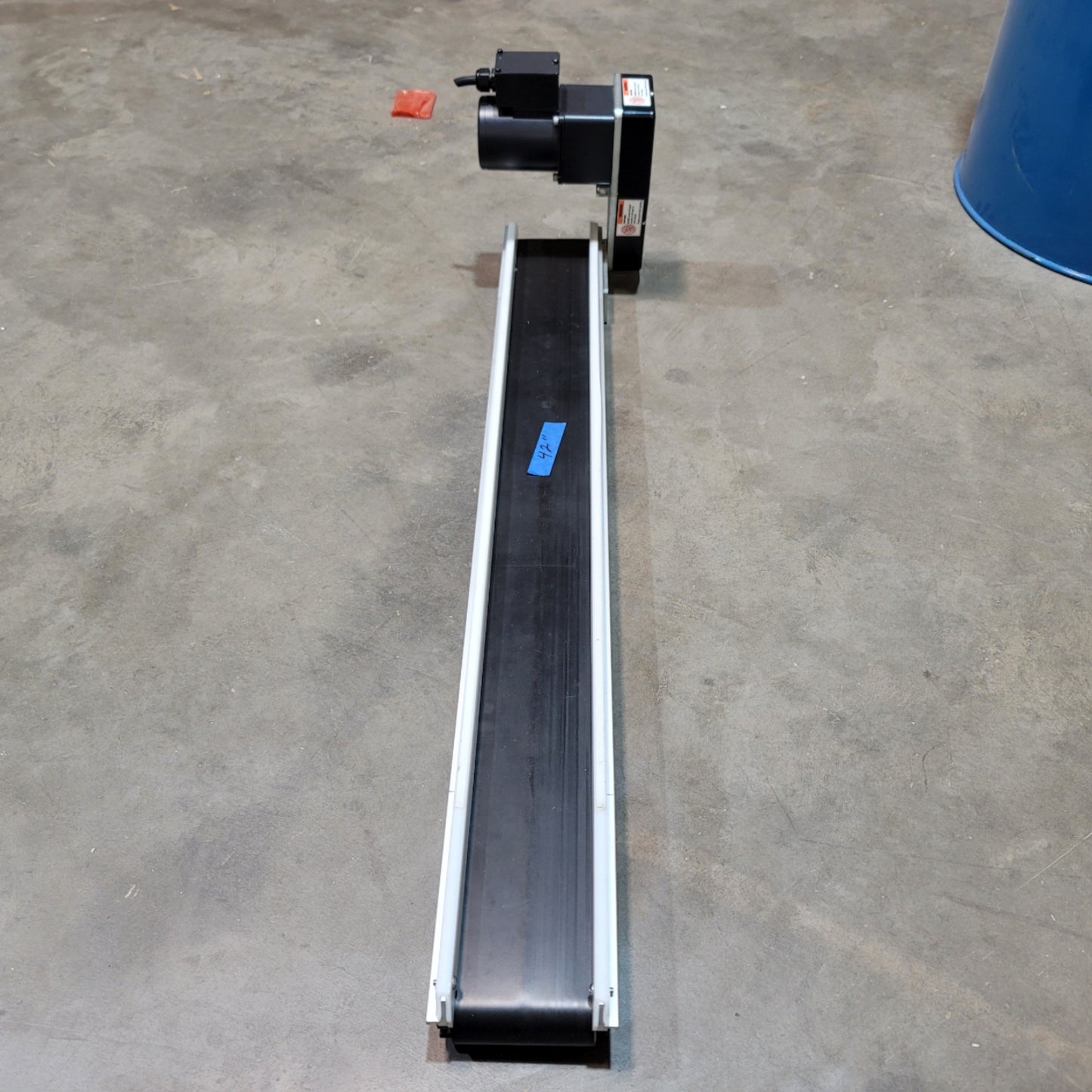 Used QC Conveyors AS40 End Drive Flat Belt Conveyor 4" Wide 42" Long, 200VAC, 6.57FPM