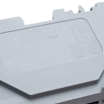 New – Open box Lot of 5 Wago 281-681 Terminal Block, 4mm², 800 Volt DIN Rail 28-12 AWG 32 Amp