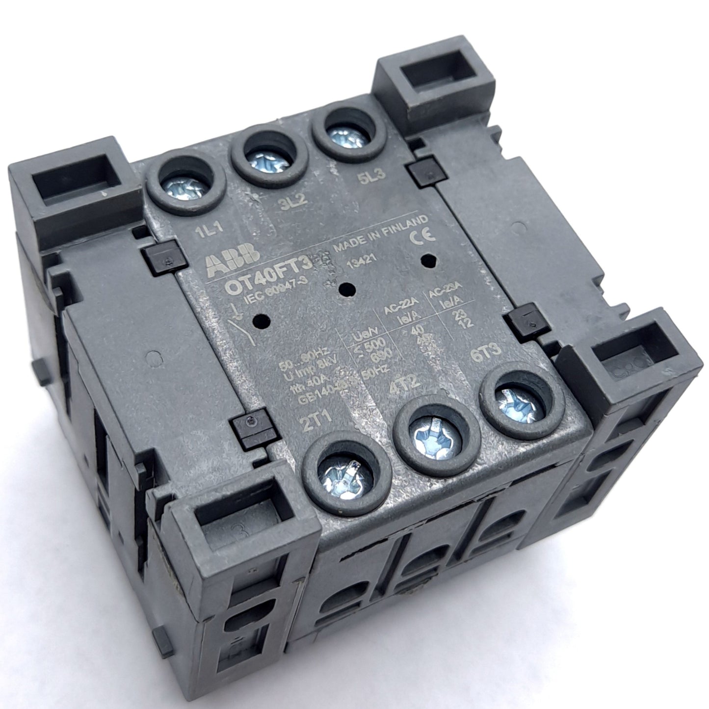Used ABB OT40FT3 Switch Disconnector 600 VAC 40A 3-Poles w/ 2 Aux Contacts
