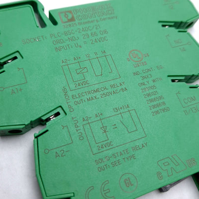 New – Open box Lot of 5 Phoenix Contact PLC-BSC-24DC/21 Relay Base 24VDC DIN Rail Mount 6.2mm