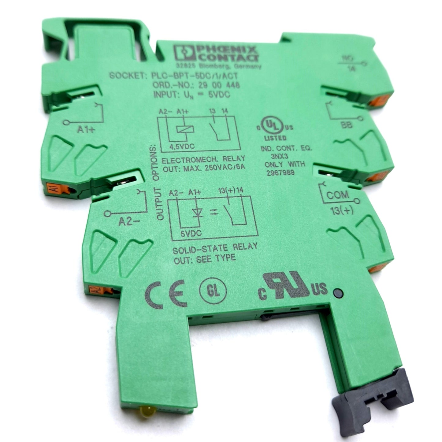 Used Lot of 3 Phoenix Contact PLC-BPT-5DC/1/ACT Relay Base 6.2mm, DIN Rail, 5v DC