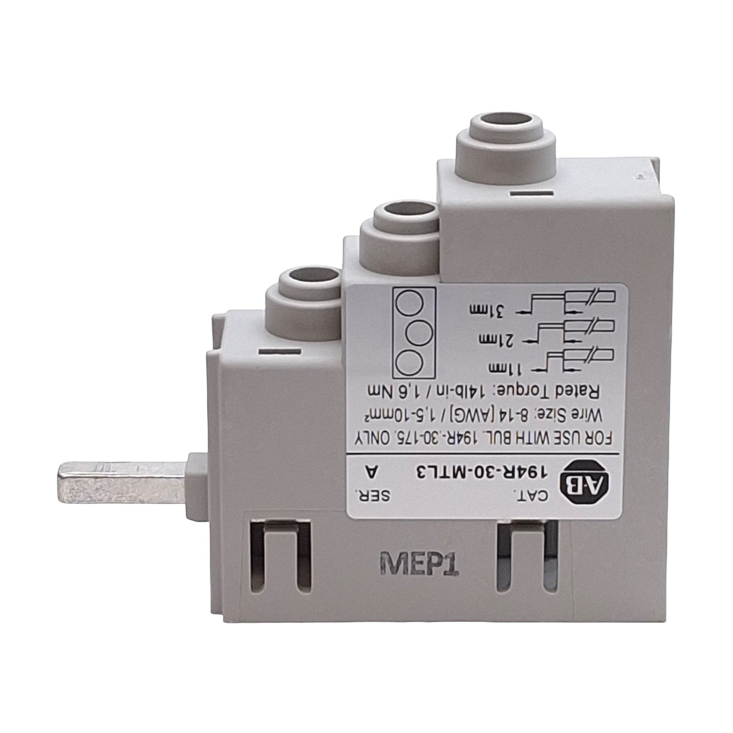 Used Allen Bradley 194R-30-MTL3 Lug Kit For Disconnect Switches, 14-4 AWG (x3)