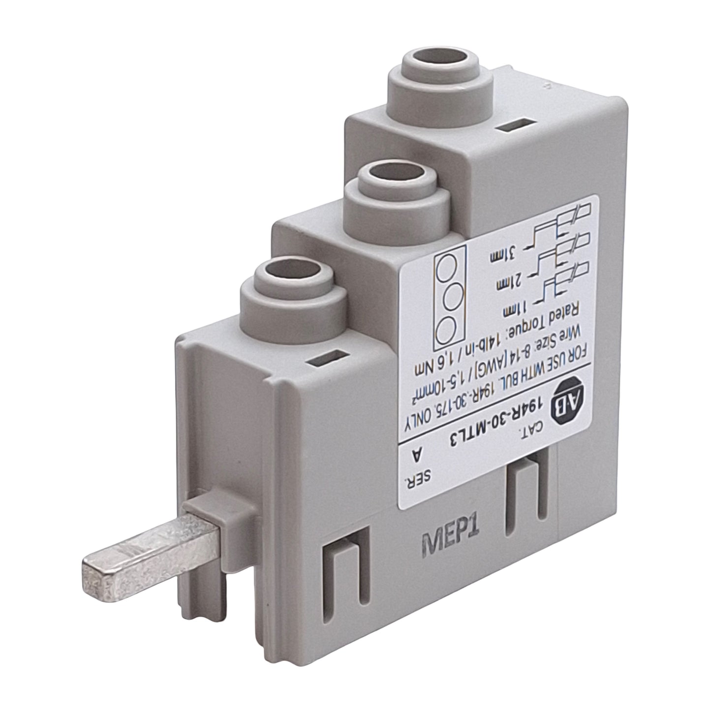 Used Allen Bradley 194R-30-MTL3 Lug Kit For Disconnect Switches, 14-4 AWG (x3)