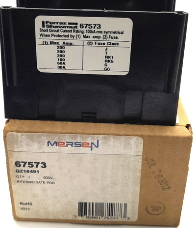 New Mersen 67573 / MPDB67573 Intermediate Power Distribution Block, 3P, 200A Max