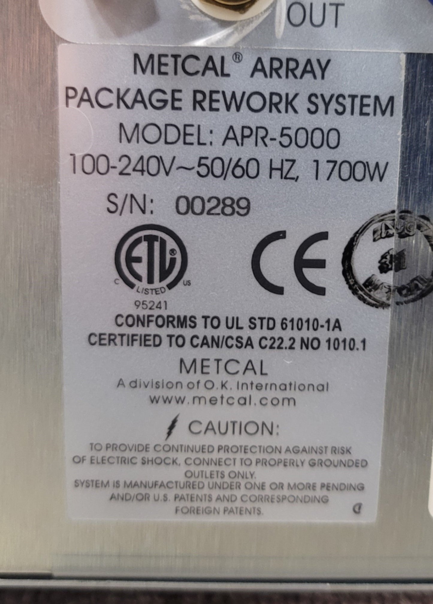 Used Metcal APR-5000 Array Package Rework station 100-240VAC, 50/60Hz, 1700W