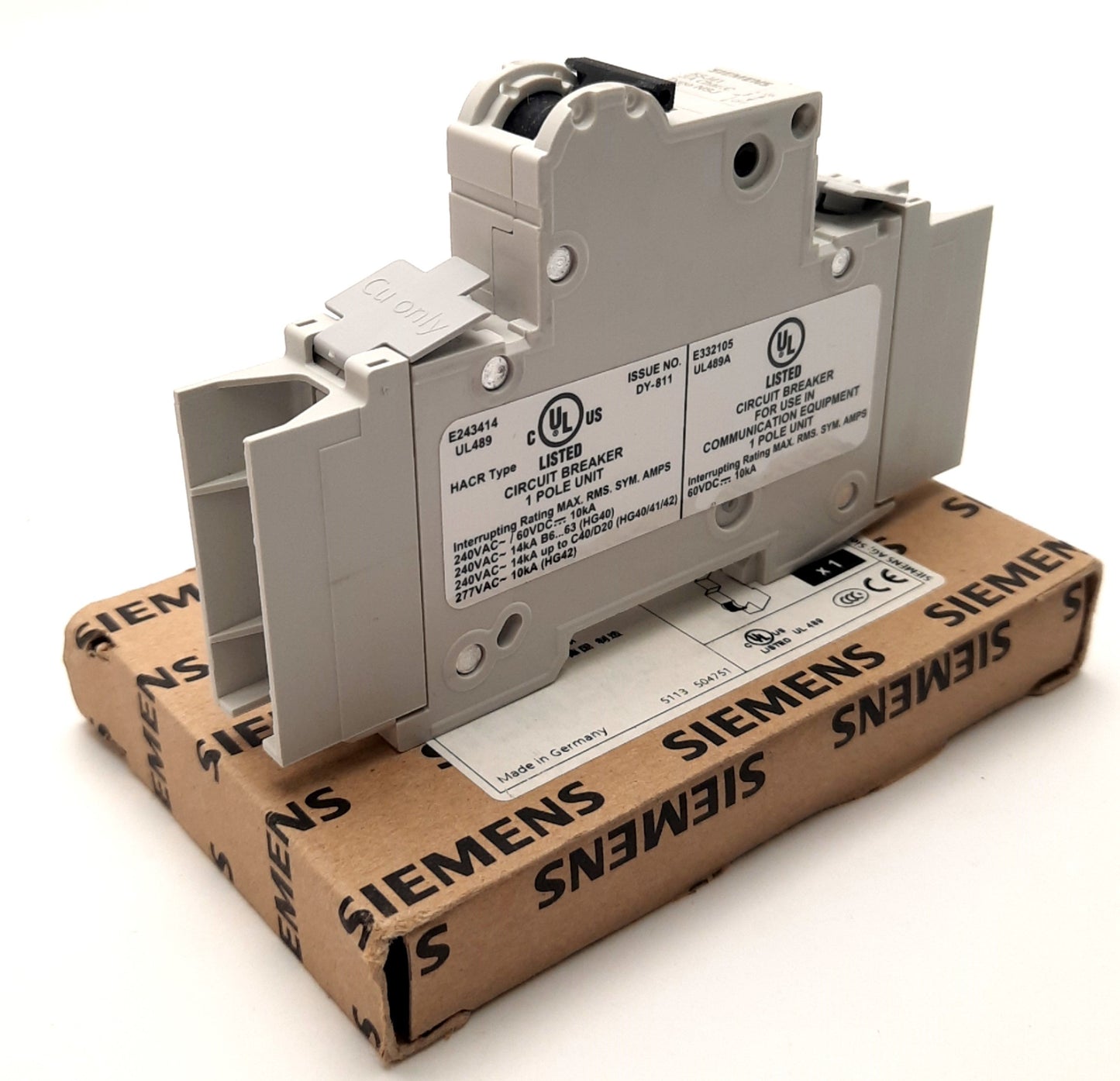 New Siemens 5SJ4103-7HG42 Mini-Circuit Breaker 3A 1Pole, 240/277V AC 60v DC 10kA