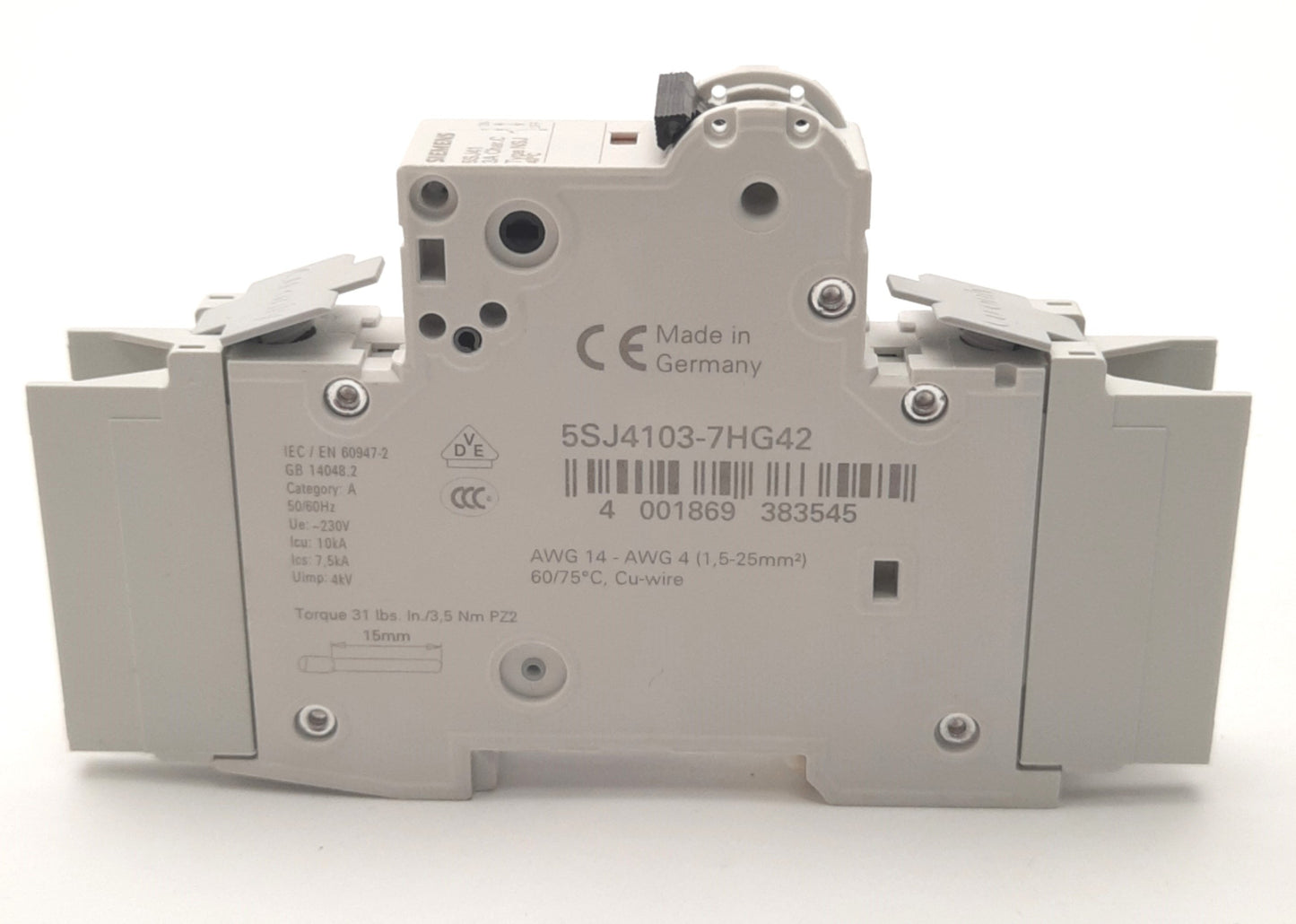 New Siemens 5SJ4103-7HG42 Mini-Circuit Breaker 3A 1Pole, 240/277V AC 60v DC 10kA