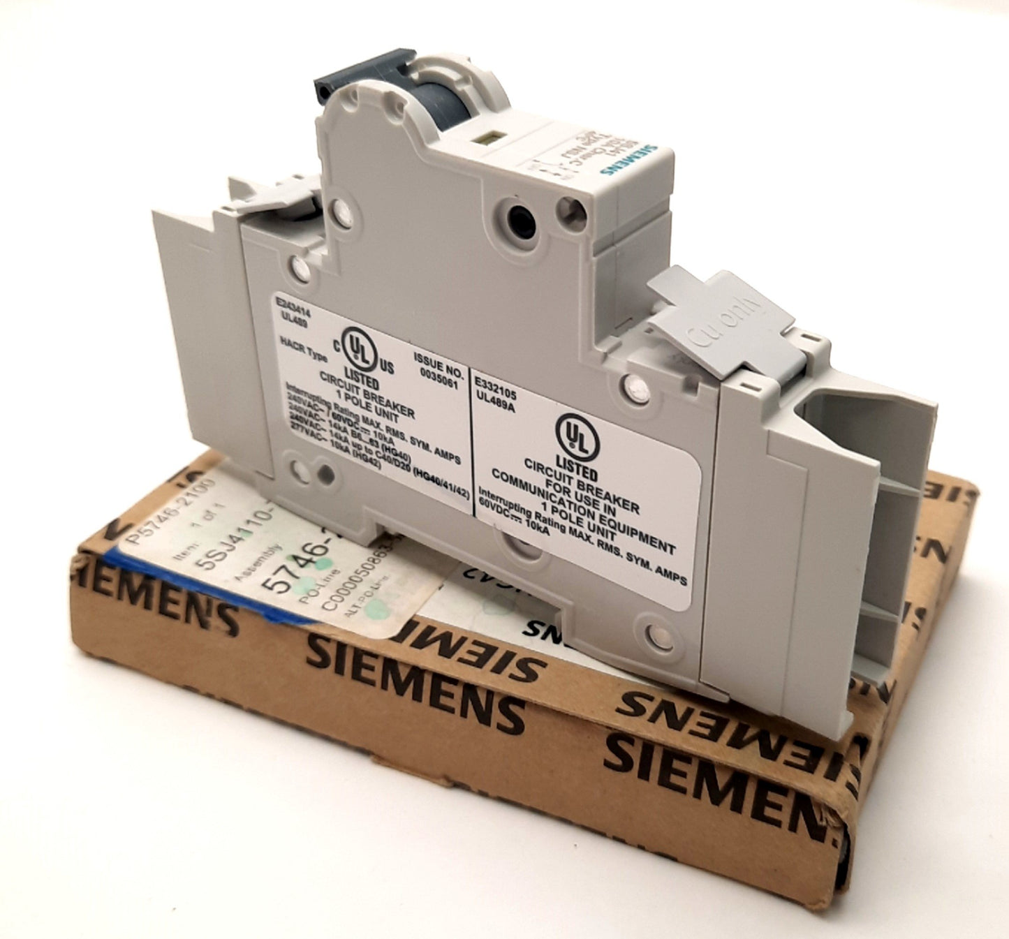 New Siemens 5SJ4110-7HG42 Mini-Circuit Breaker 10A 1Pole, 240/277v AC 60v DC 10kA
