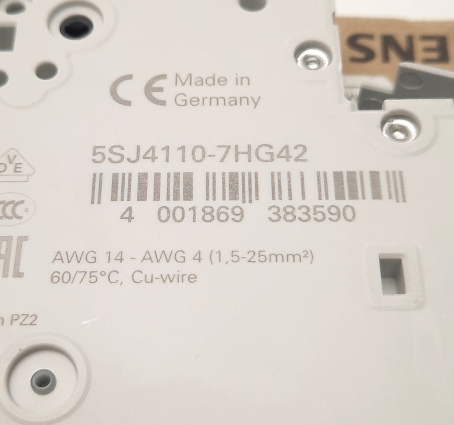 New Siemens 5SJ4110-7HG42 Mini-Circuit Breaker 10A 1Pole, 240/277v AC 60v DC 10kA