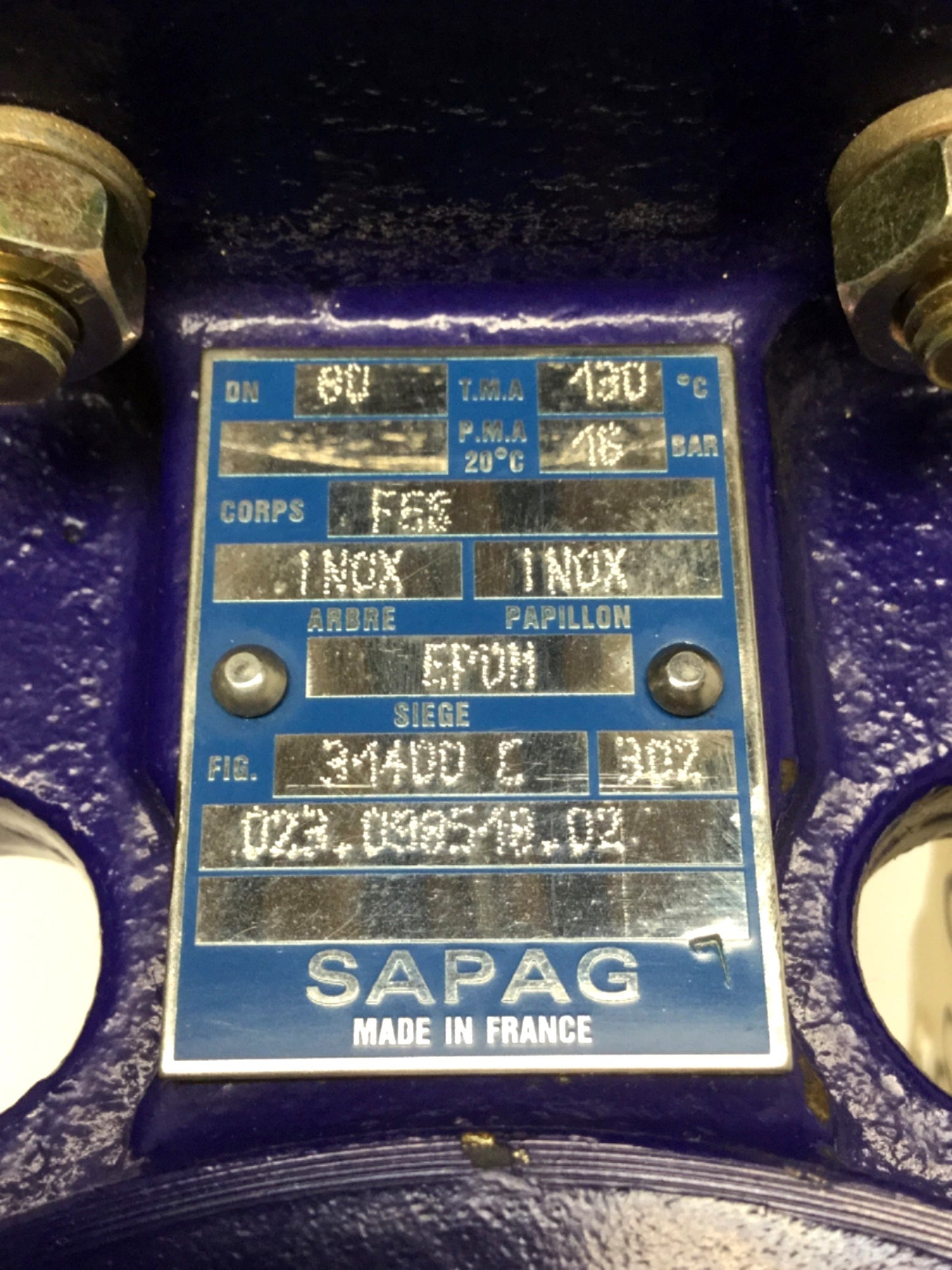 Used Bernard OA6 Electric 90° Actuator 230VAC w/Sapag Butterfly Valve DN80 Ø3" EPDM