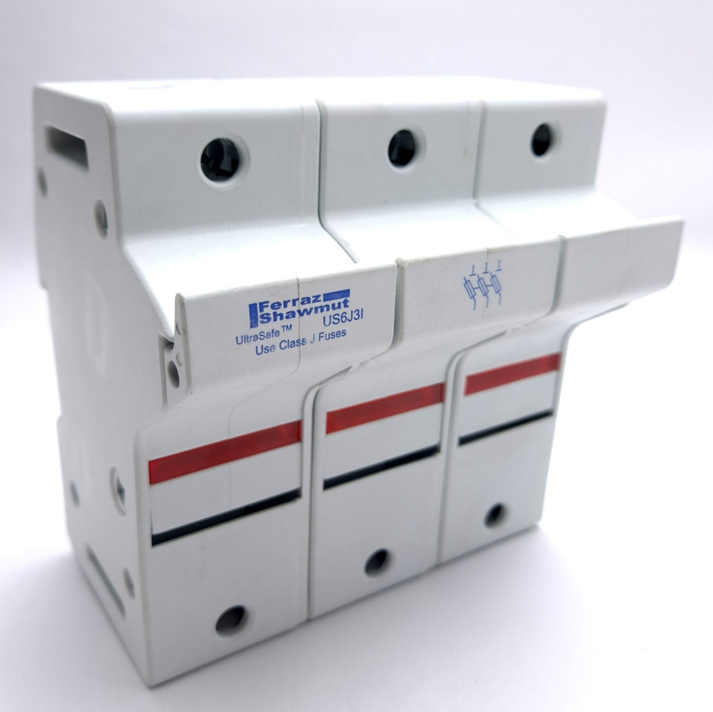 Used Ferraz Shawmut US6JI M211381 Fuse Holder 3 Pole 600v AC/DC 60A, DIN Rail Mount