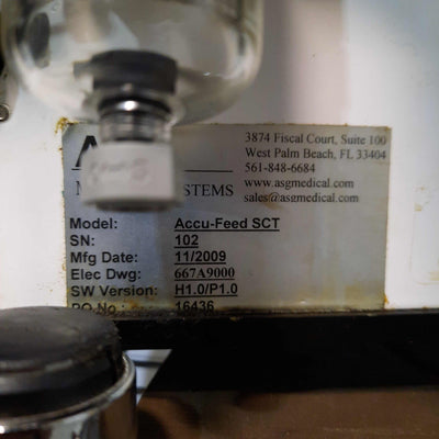 Used ASG Accu-Feed SCT Automatic Feeder, 1Part/2sec, 25"/sec, 48" Material, 120VAC