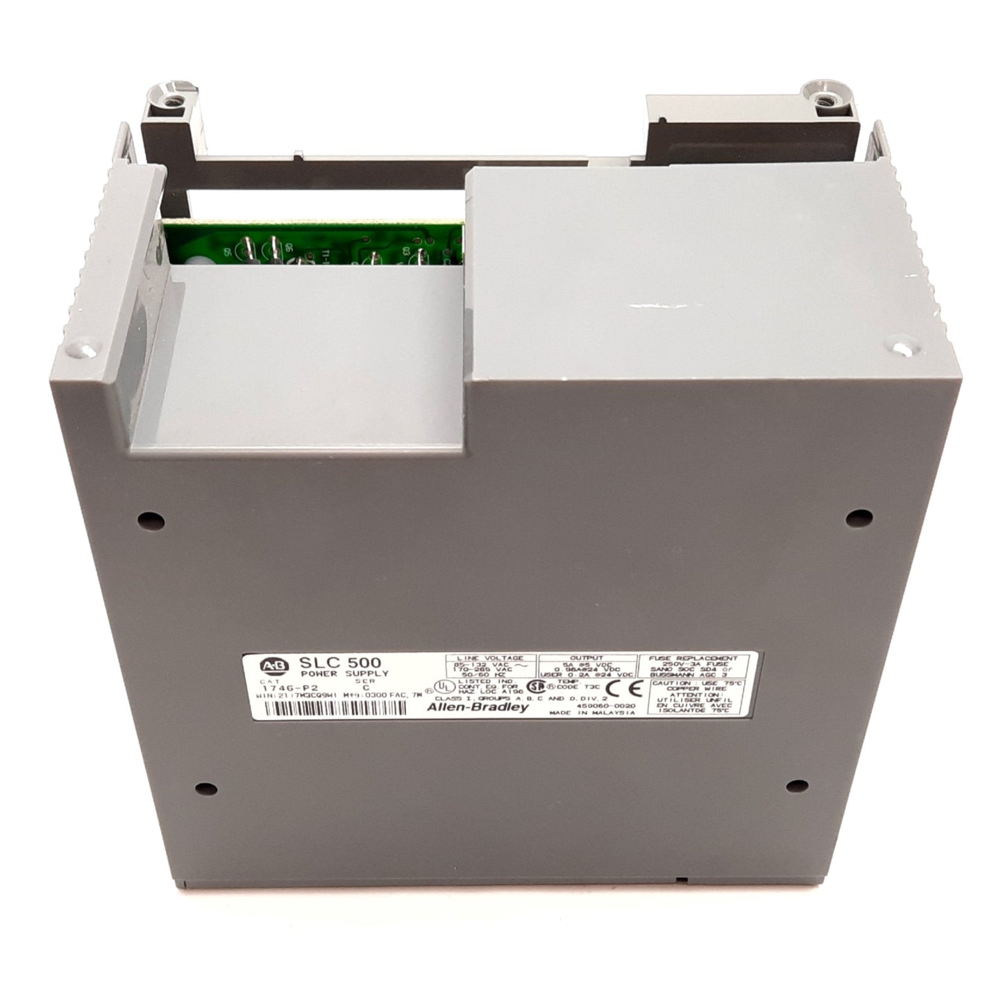 Used Allen Bradley 1746-P2 Ser C SLC 500 Power Supply Module In 85-265VAC Out 5VDC 5A