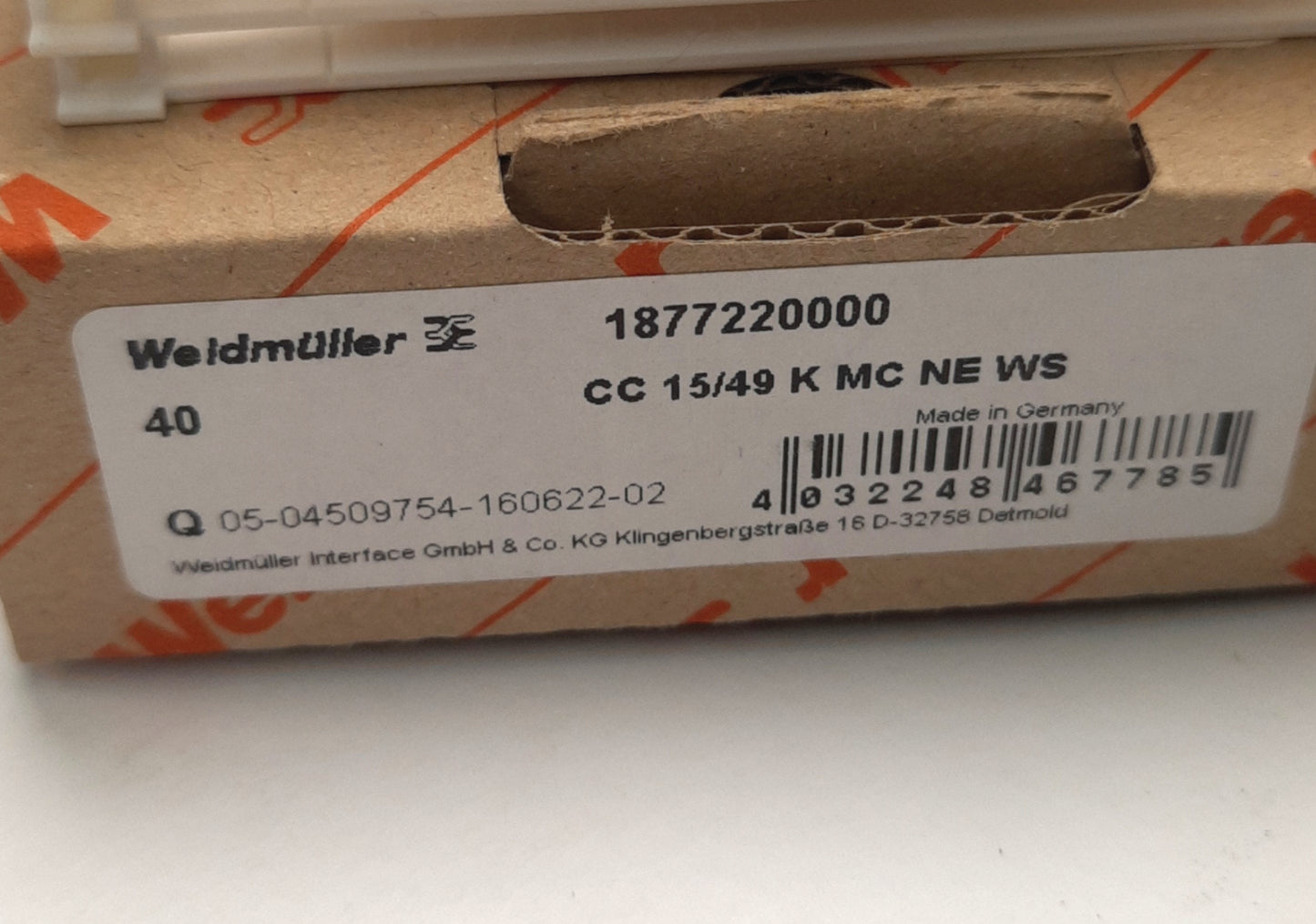 New Weidmuller CC 15/49 K MC NE WS / 1877220000 Clipcard Device Marker, 15x49mm