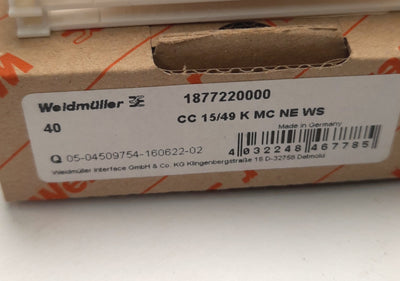 New Weidmuller CC 15/49 K MC NE WS / 1877220000 Clipcard Device Marker, 15x49mm