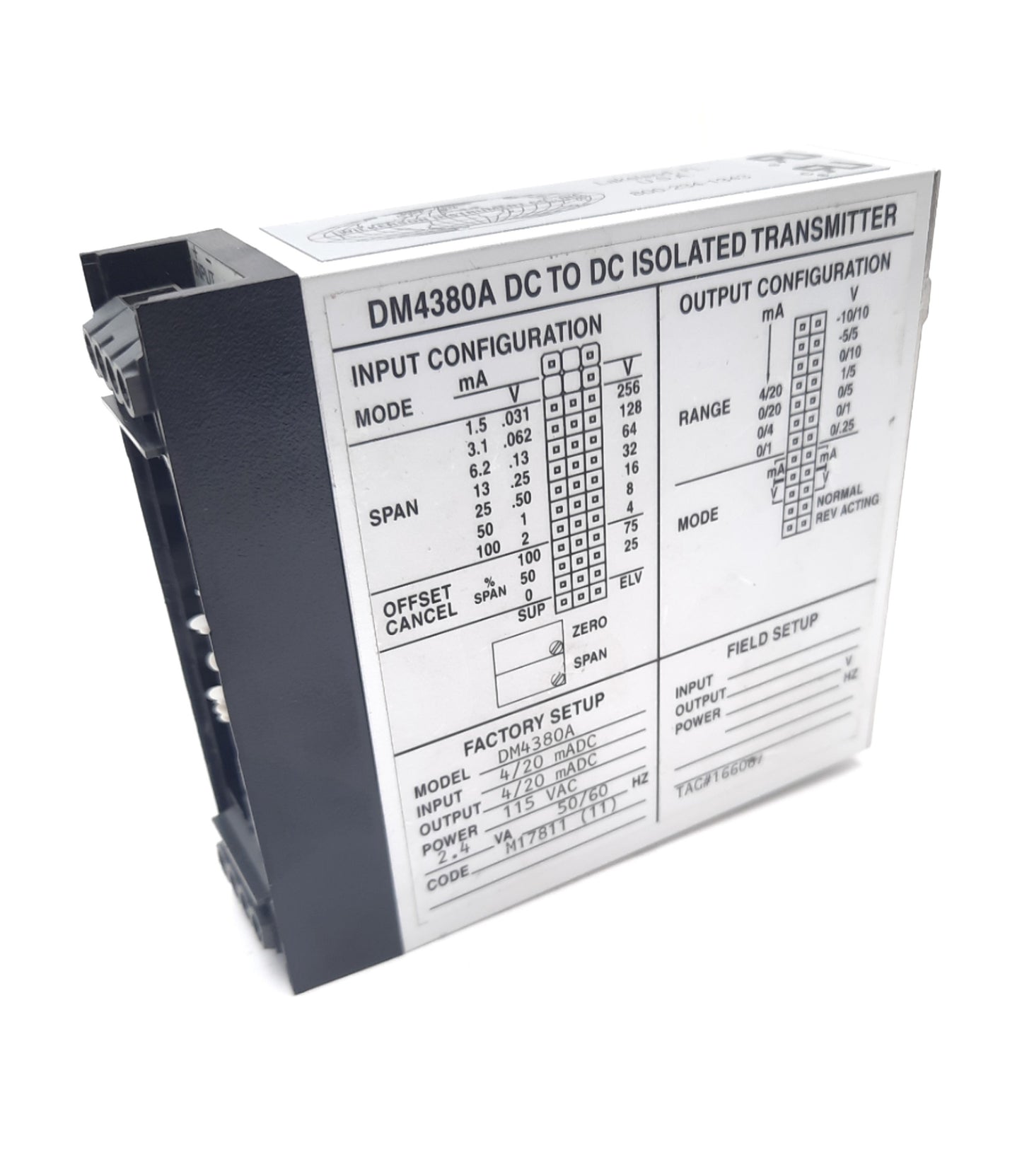 Used Wilkerson Instrument DM4380A DC to DC Isolated Transmitter 115VAC 2.4A 4/20mADC