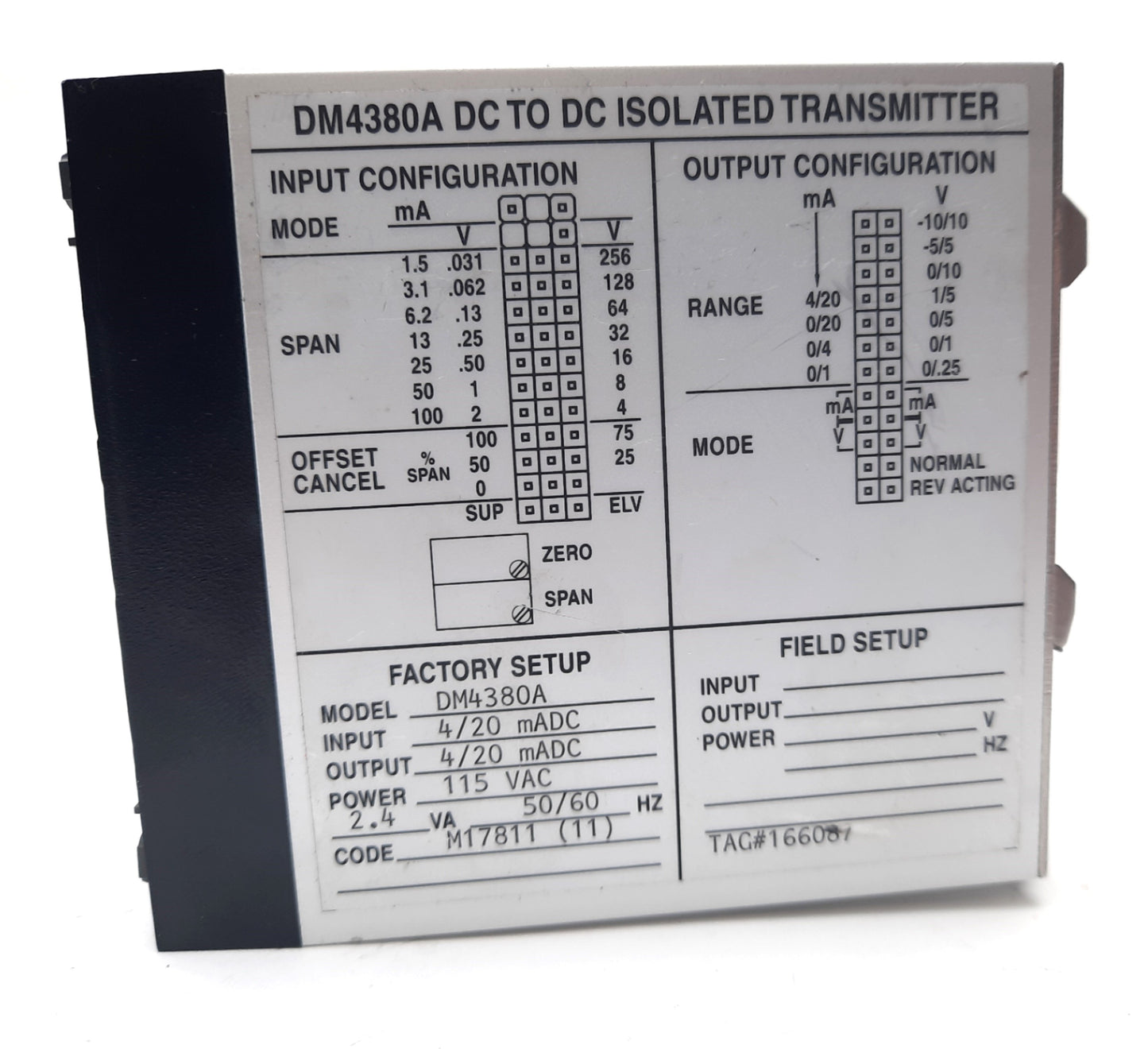 Used Wilkerson Instrument DM4380A DC to DC Isolated Transmitter 115VAC 2.4A 4/20mADC