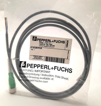 New Pepperl+Fuchs V1-G-2M-PUR Sensor Cable M12 4-Pin F to Leads, 2M, 250v AC/DC 4A