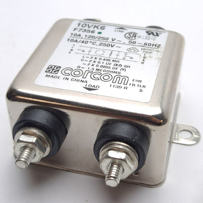 New – Open box Corcom 10VK6 RFI Power Line Filter Standard Threaded Bolt 10 A 120/250 V