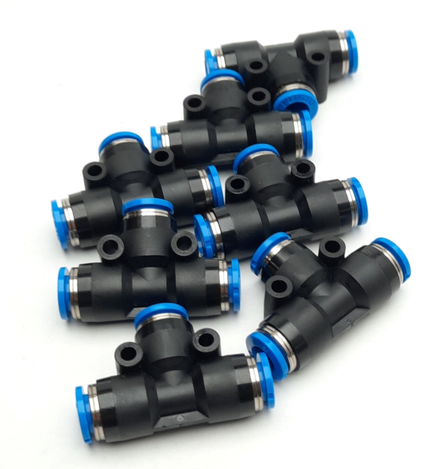 New – Open box Lot of 7 FESTO QST-6 153129 SER J2 T-Connector, 6mm Push to Connect, 6bar Max