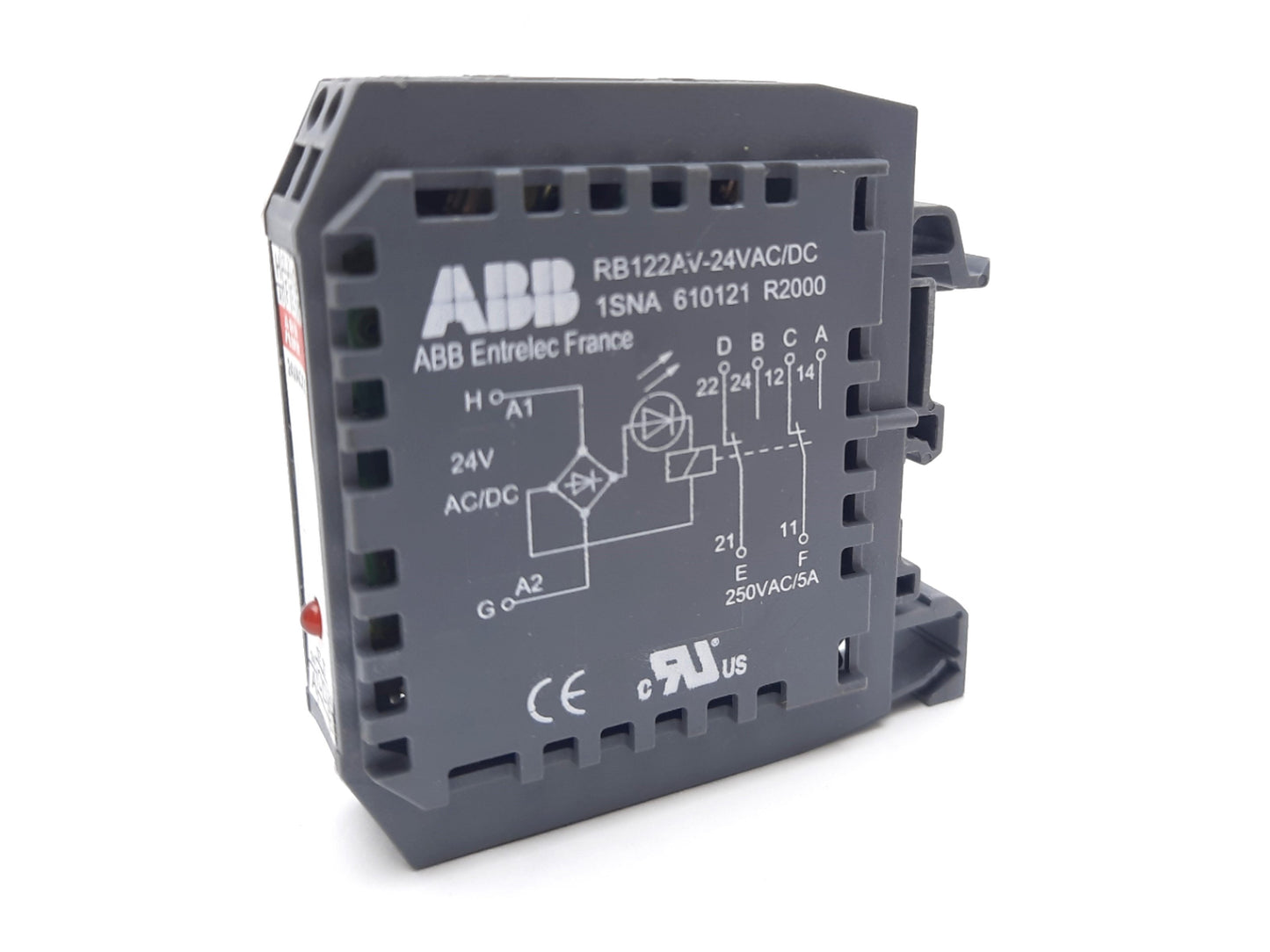 Used Entrelec RB122AV-24VAC-DC Relay Module, 24V Coil, 1 DPDT, 12V/250V