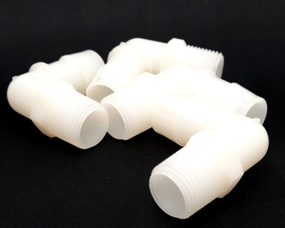 New – Open box Lot of 4 COLE-PARMER L8-12NN Nylon Elbow Connector, 1/2"NPTx3/4"ID