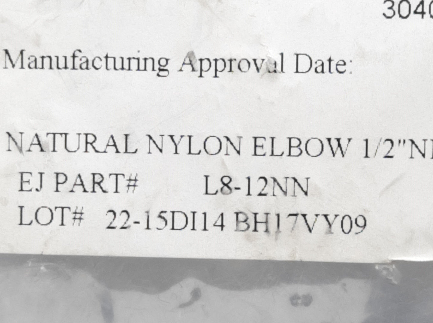 New – Open box Lot of 4 COLE-PARMER L8-12NN Nylon Elbow Connector, 1/2"NPTx3/4"ID
