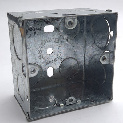 New Lot of 2 Legrand BS 4662 Socket Box, (3) 25mm & (8) 20mm Knock Outs, 48mm Depth