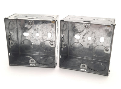 New Lot of 2 Legrand BS 4662 Socket Box, (3) 25mm & (8) 20mm Knock Outs, 48mm Depth
