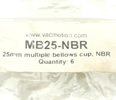New Lot of 6 VacMotion MB25-NBR Bellows NBR Suction Cup, 25mm OD, 4.1Lbs Max