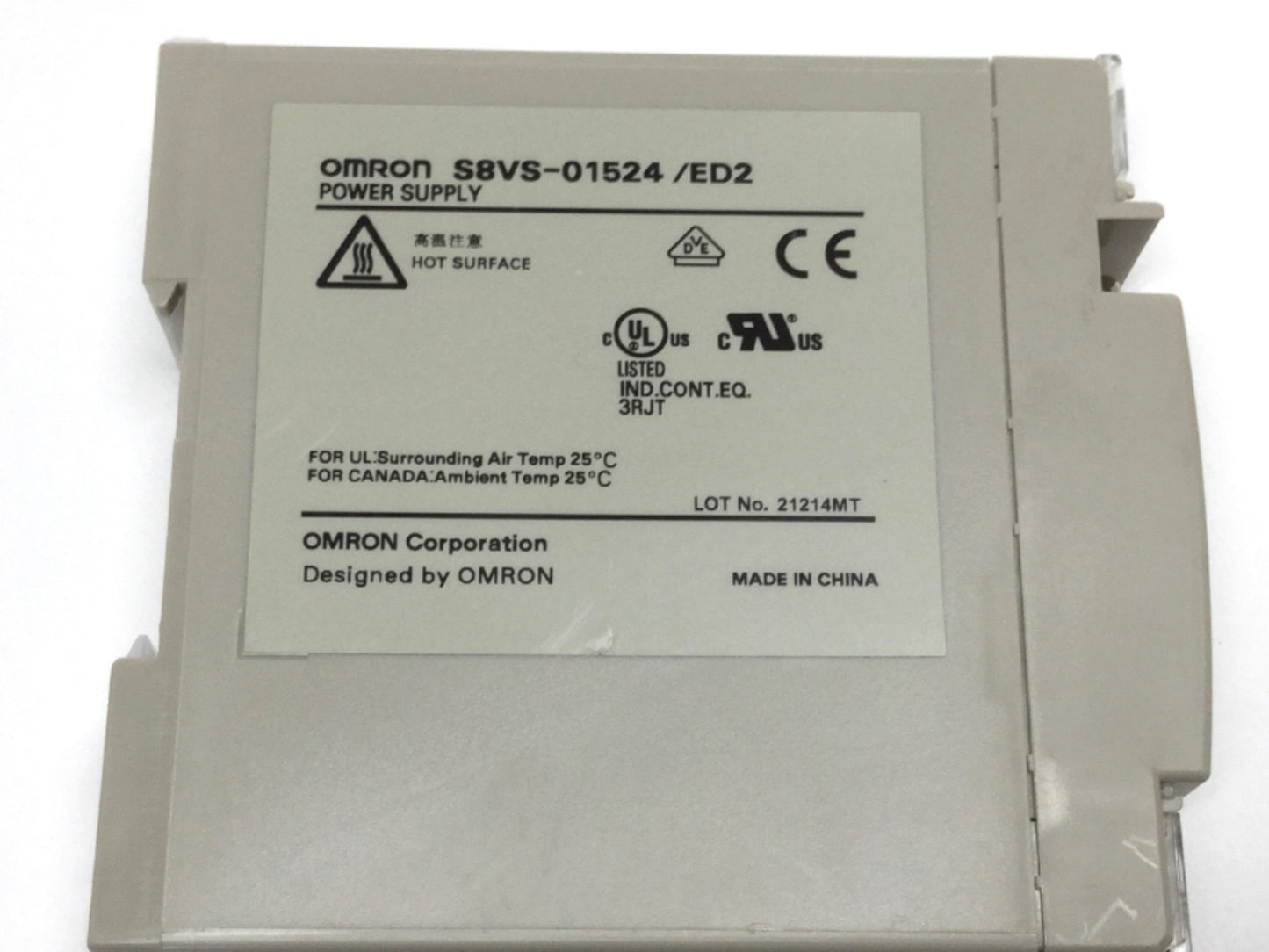 Used Omron S8VS-01524 /ED2 DIN Rail Power Supply 100-240VAC In, 24VDC 0.65A Out 15W