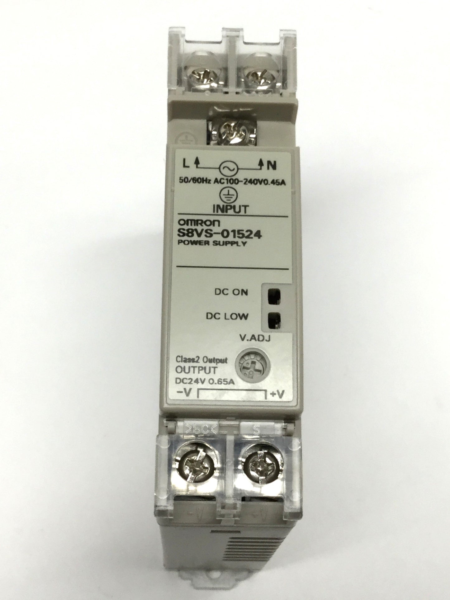 Used Omron S8VS-01524 /ED2 DIN Rail Power Supply 100-240VAC In, 24VDC 0.65A Out 15W