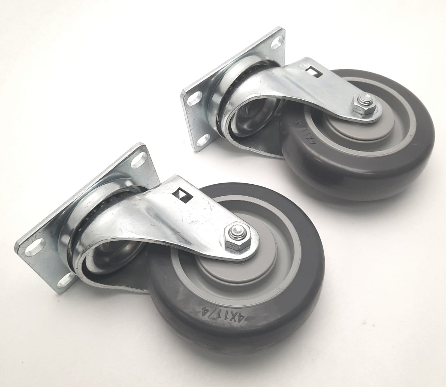 New – Open box Lot of 2 Shepherd Casters PGS40138ZN-TPU32GG Swivel Casters, 4x1-1/4", 300Lb Cap