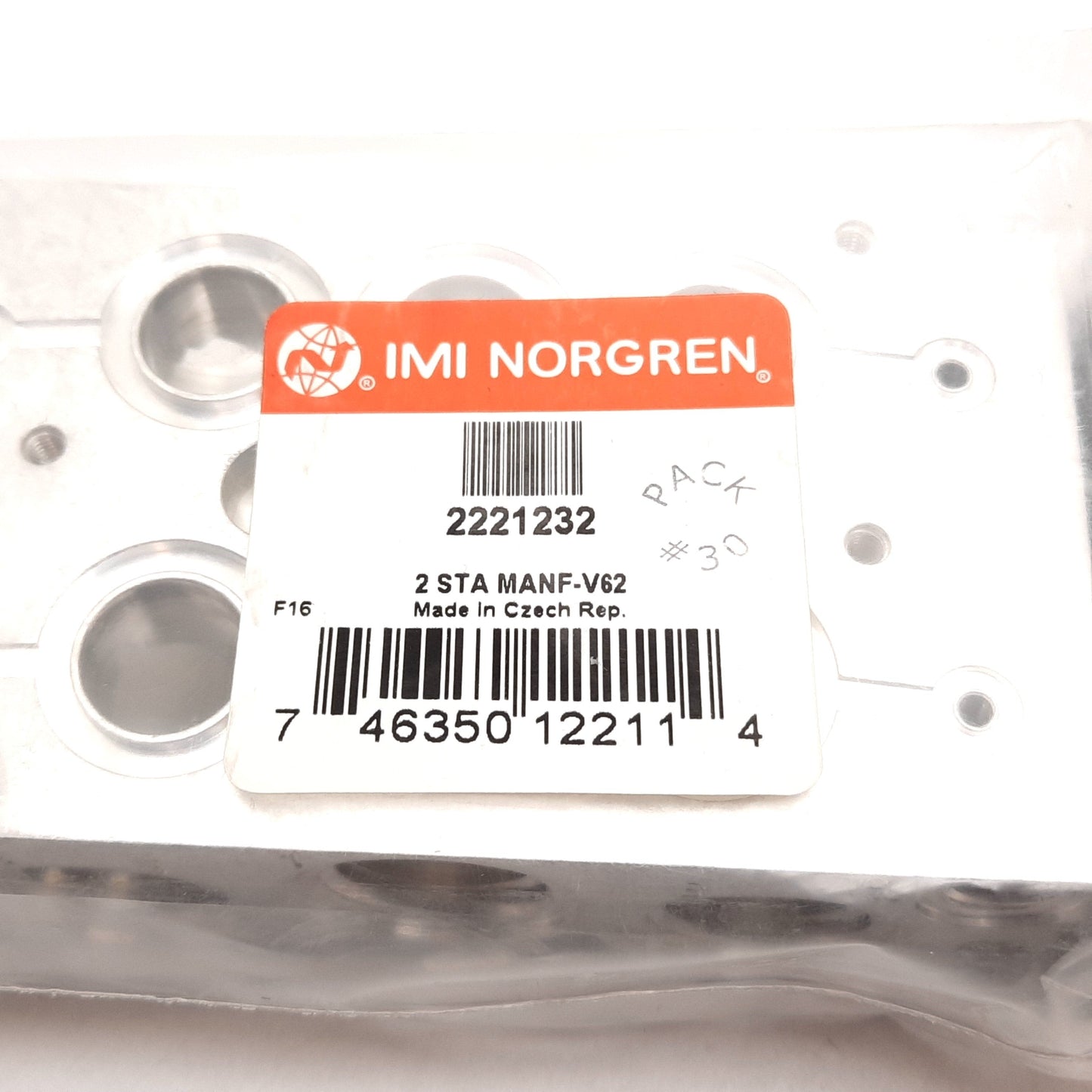 New Norgren 2221232 V62 Series Manifold Plate, 2-Station
