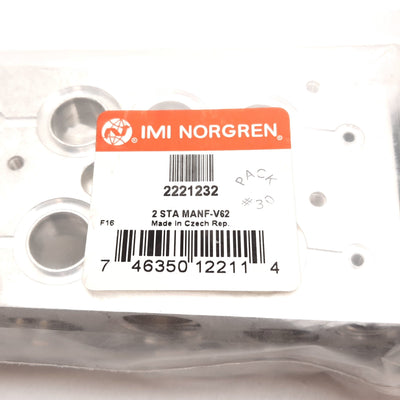New Norgren 2221232 V62 Series Manifold Plate, 2-Station